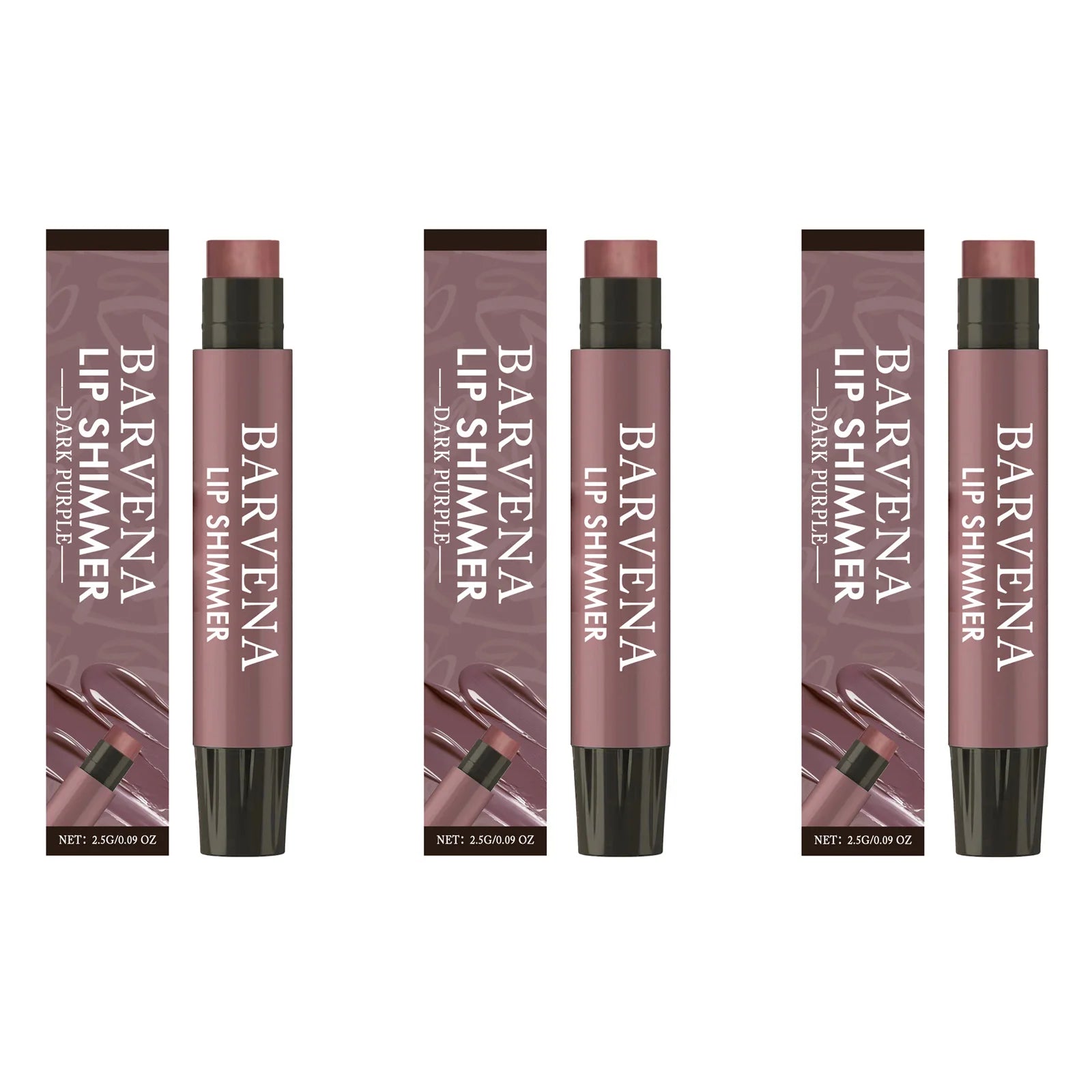 Lip Shimmer Dark Purple Tinted Lip Balm Stick Long Lasting Hydration with Natural Glowy Finish Moisturizing & Nourishing Makeup Qme 3Pcs