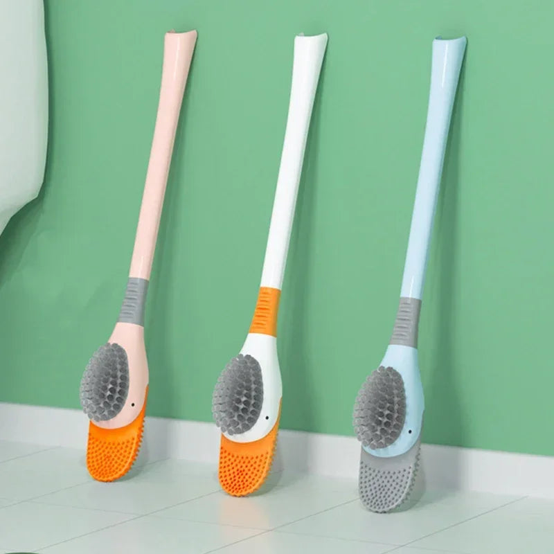 Cute Diving Duck Style Toilet Brush Wall-mounted Floor-Standing Silicone Toilet Brush with Base Bathroom Cleaning Brush Set Qme