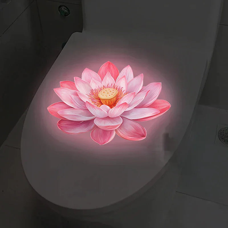Glow-in-the-Dark Flower Toilet Sticker Luminous Toilet Decal Removable Self-Adhesive Home Decor Stickers For Bedroom Living Room Qme