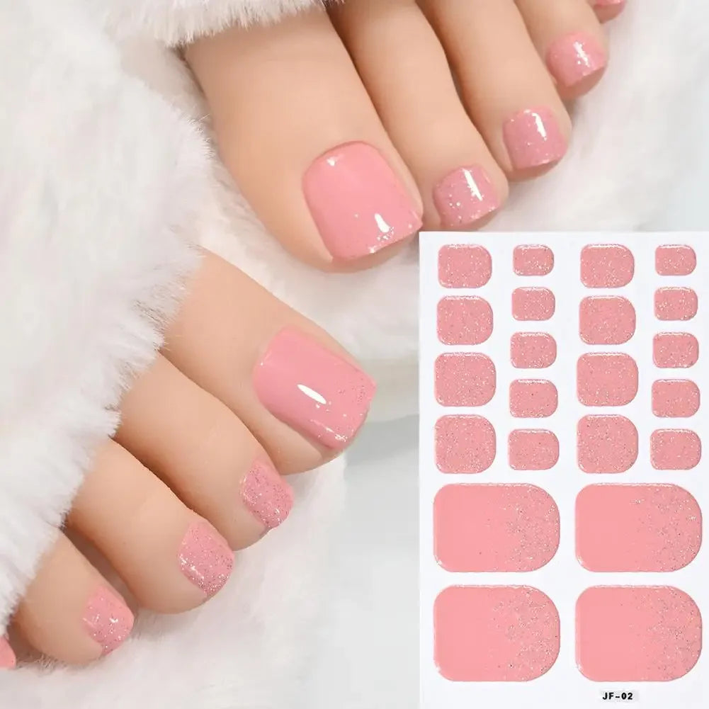 22Tips French Black Baking-free Toe Nail Stickers With Toenail Polish Patch Cover Decal Full Wraps Nail Glitter Art Long-La Y8P7 Qme B CN