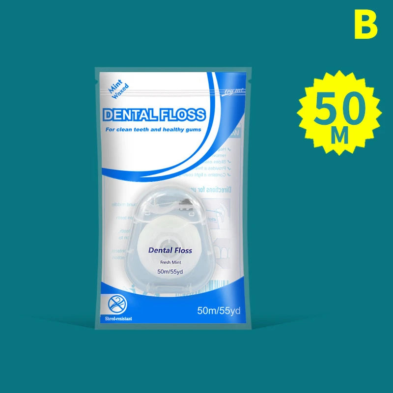 50m Portable Floss Care Picks Tooth Cleaning Tool Case Practical Qme B bag