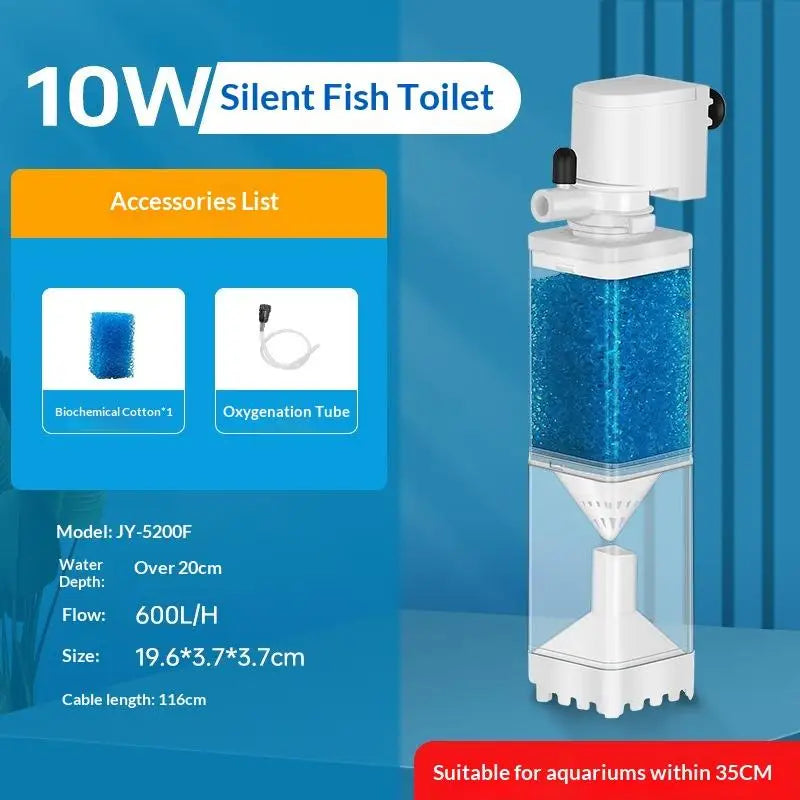 220V 6 In1 Aquarium Filter Pump Fish Tank Submersible Silent Air Qme 10W
