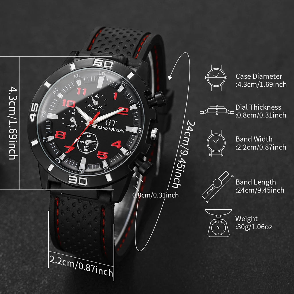 6 Pçs/set Homens Relógios Moda Banda de Silicone Mens Relógios Esportivos Reloj Hombre (Sem Caixa) Qme