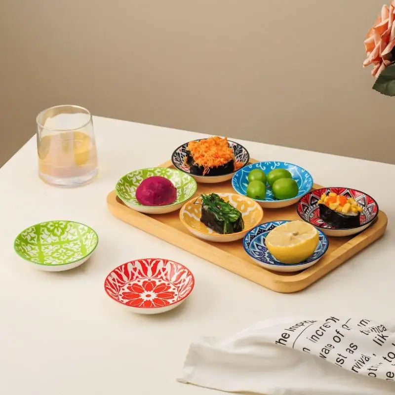 Picnics Ceramic Condiment Dishes Bohemian Plates Sauce Suitable Qme