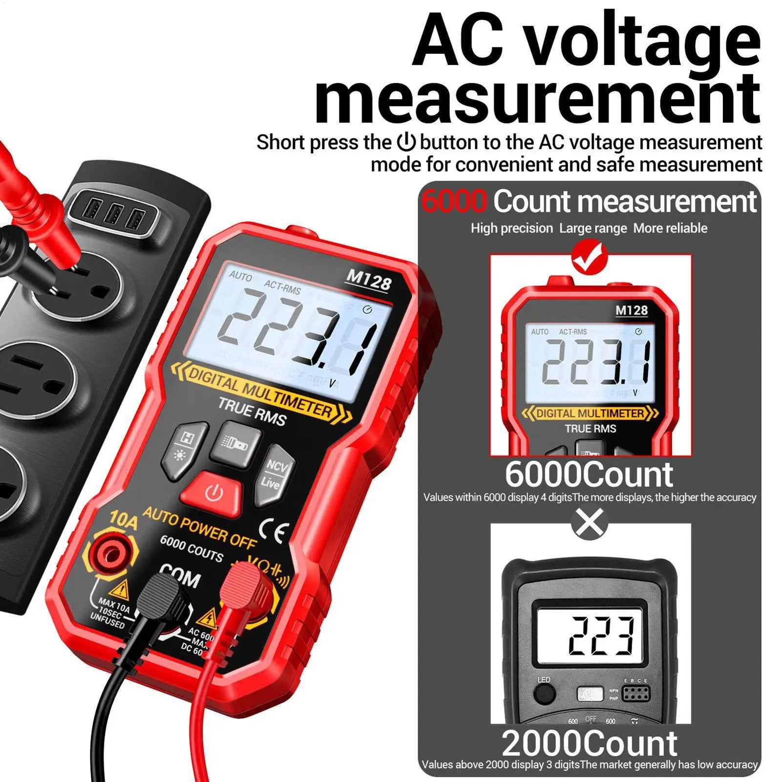 Multimeter Tester 6000 Counts Smart Voltage Measuring Instruments Qme