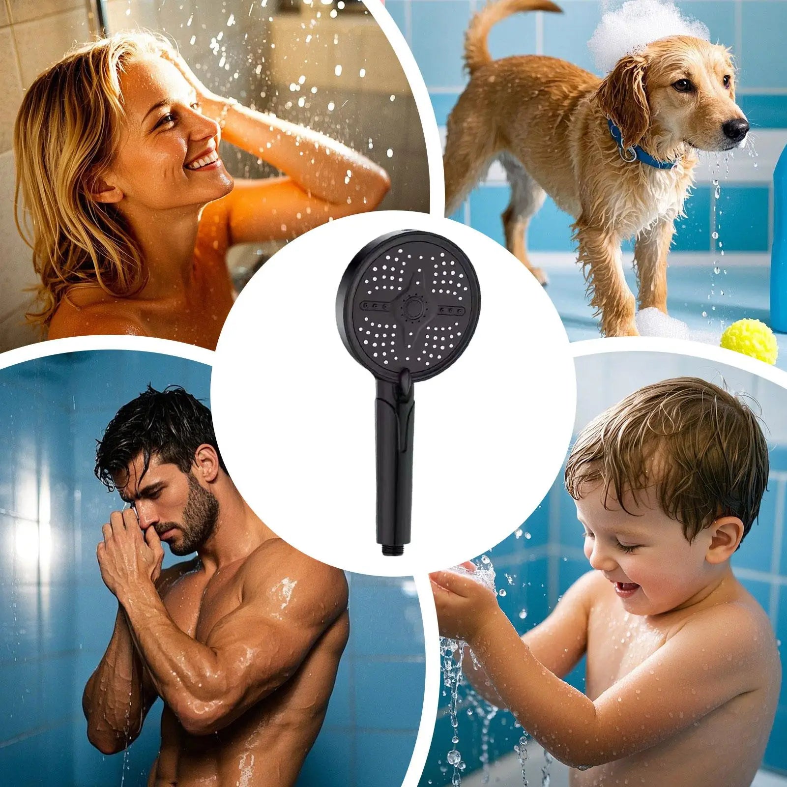 Handheld Shower Head Pressure Showerhead Sprayer 5 Modes Bathroom Qme