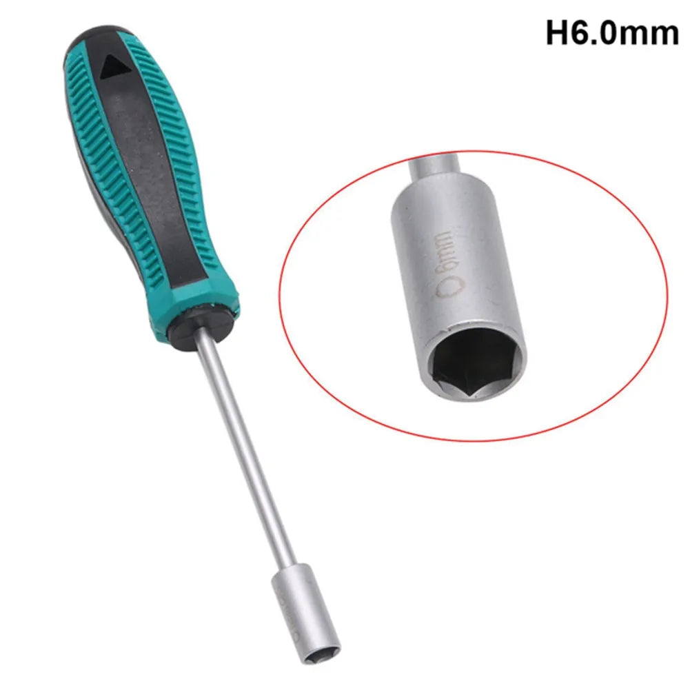 1pc Metal Socket Driver Wrench Screwdriver Hex Nut Key Nutdriver 3-6mm Screw Driver With Hanging Hole Socket Screwdriver Tools Qme 6.0mm