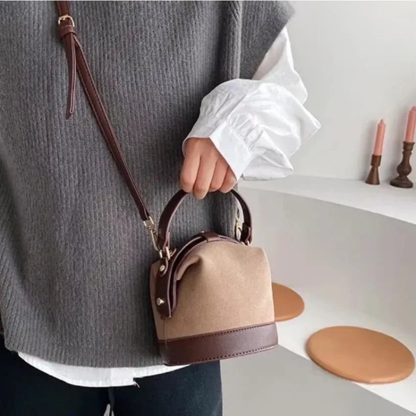 Korean Shoulder Bucket Bag Simple Crossbody Versatile Fashion Handbag Qme