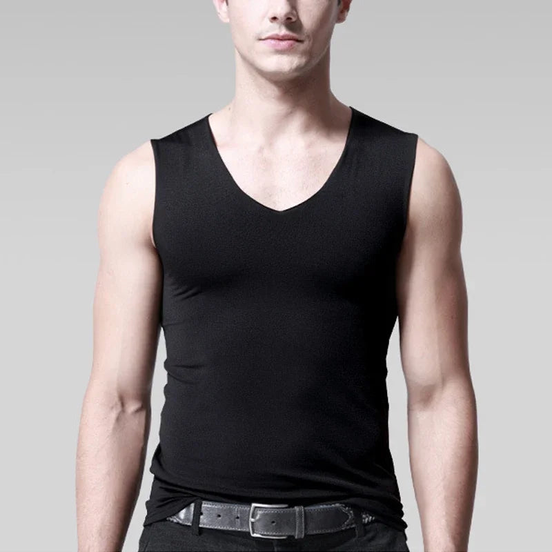 Men's Sleeveless T-shirt Vest Sports Ice Silk Fitness Undershirts Underwears Slim Fit Top Sports Sleeveless Breathable Singlet Qme BK 4XL