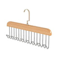 Retro Solid Wood Hanger Hook Storage Bra Tie Hangers Household Belt Storage Rack Durable 8 Hooks Rack Closet Clothes Organizer Qme Light Beige