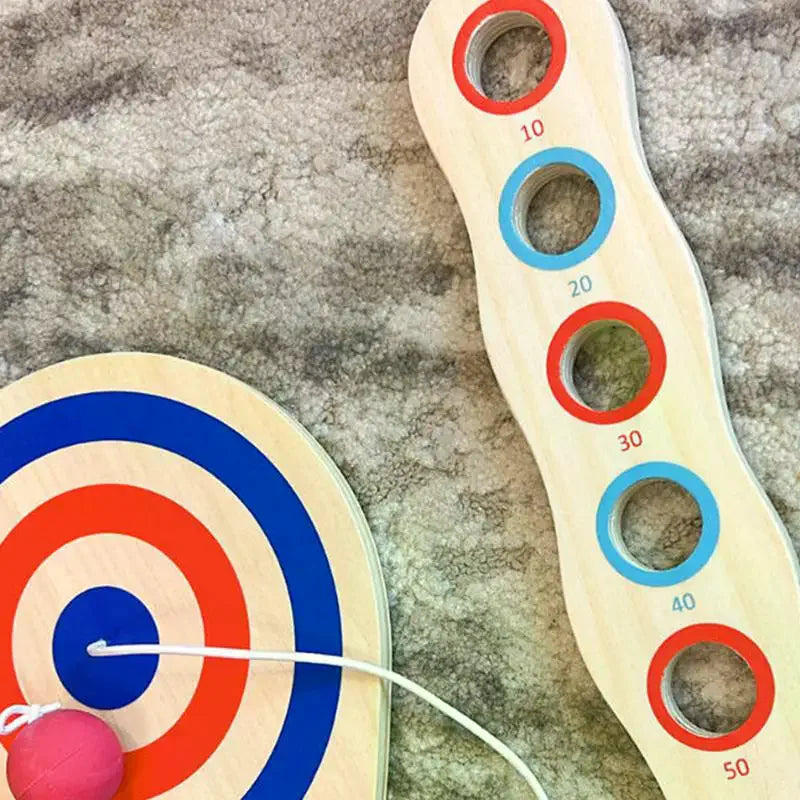 Wooden Paddle Ball String Hand-eye Coordination Elastic Technology Qme