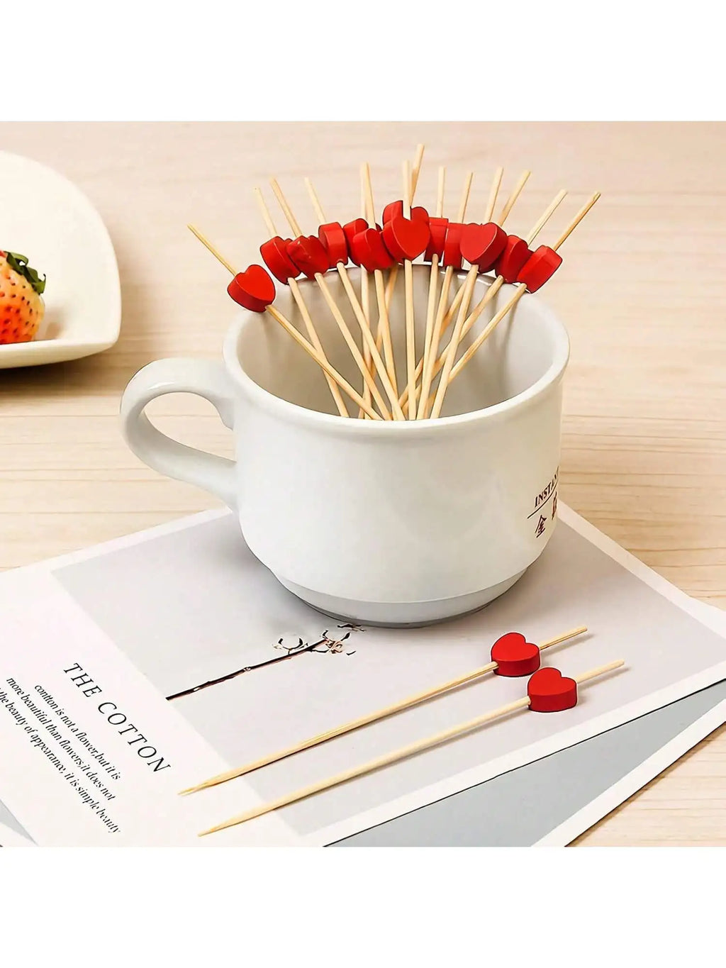 Red Heart Cocktail Picks 4 7 Long Fruit Sticks Food Toothpicks Qme