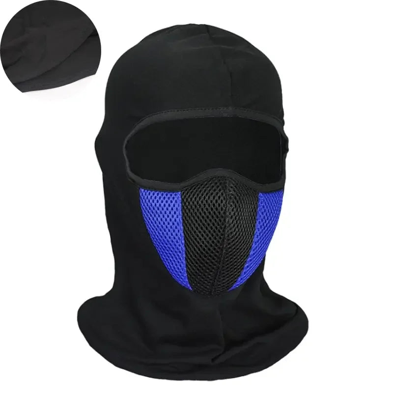 Headgear Men's and Women's Summer Outdoor Riding Ice Silk Mask Full Face Neck Fishing UV Breathable Sun Hat Patchwork Style Qme Blue
