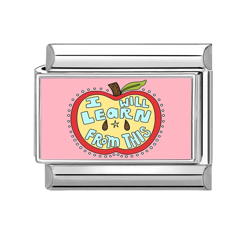 Y2K Plum Blossom Pink Black UFO Cute Flower Cat Italian Charm Link