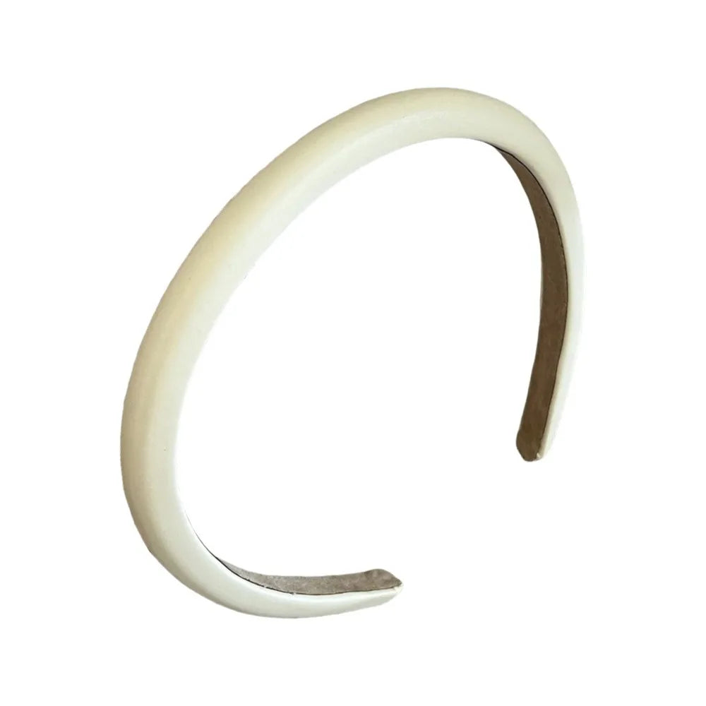 Sweet Cream Colors Women Headband Padded Korean Style Thin Headband Leather Hair Hoop Temperament Hair Band Wash Face Qme Beige