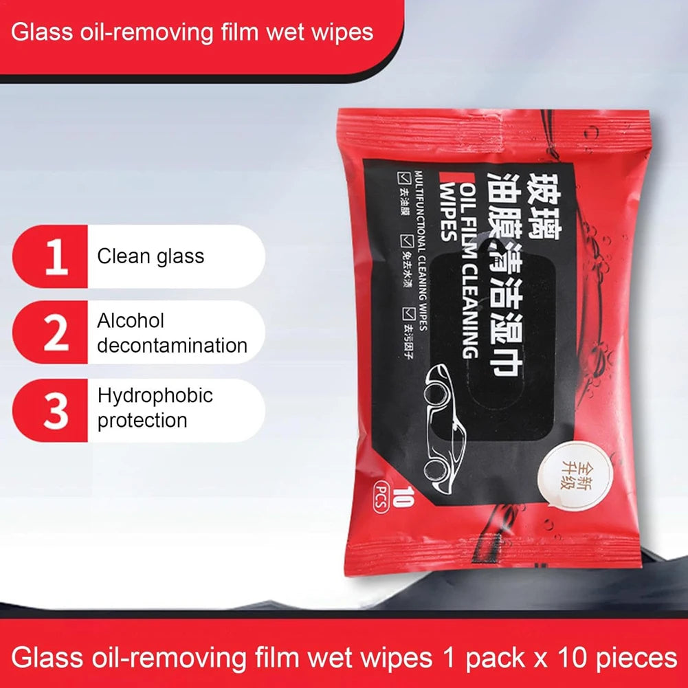Car Oil Film Removing Wipes Anti-rain Oil Stain Cleaner Wipes Glasses Glass Anti-fog Wet Towel Front Windshield Cleaning Wipes Qme