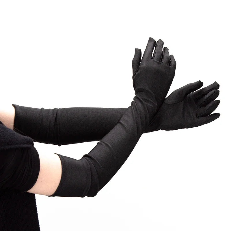Women's Mittens Long Gloves Classic Adult Black White Red Opera Elbow Qme