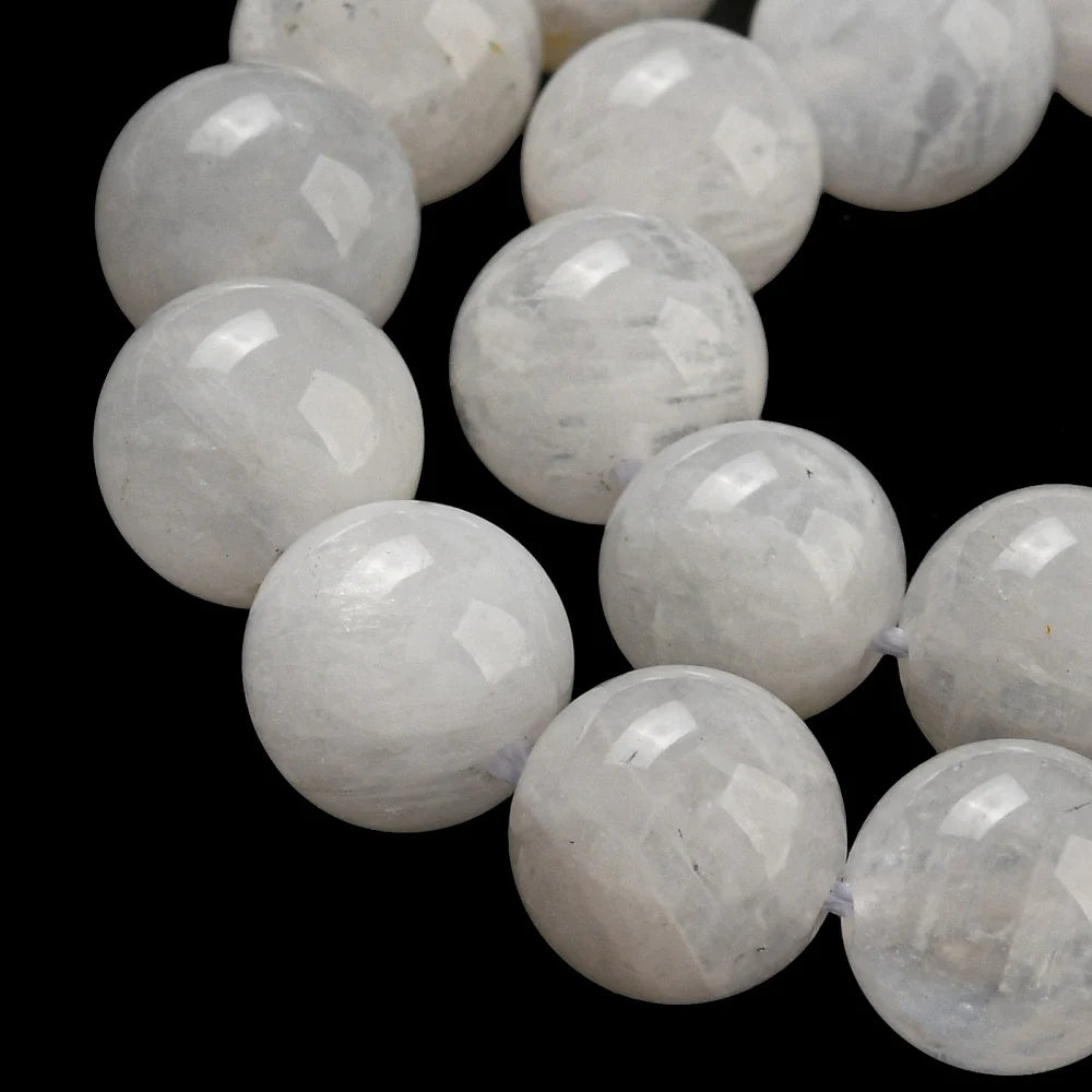 PandaHall 5 Strands Natural Rainbow Moonstone Round Beads, White 8mm for DIY Necklace Bracelet Earring Jewelry Making Qme