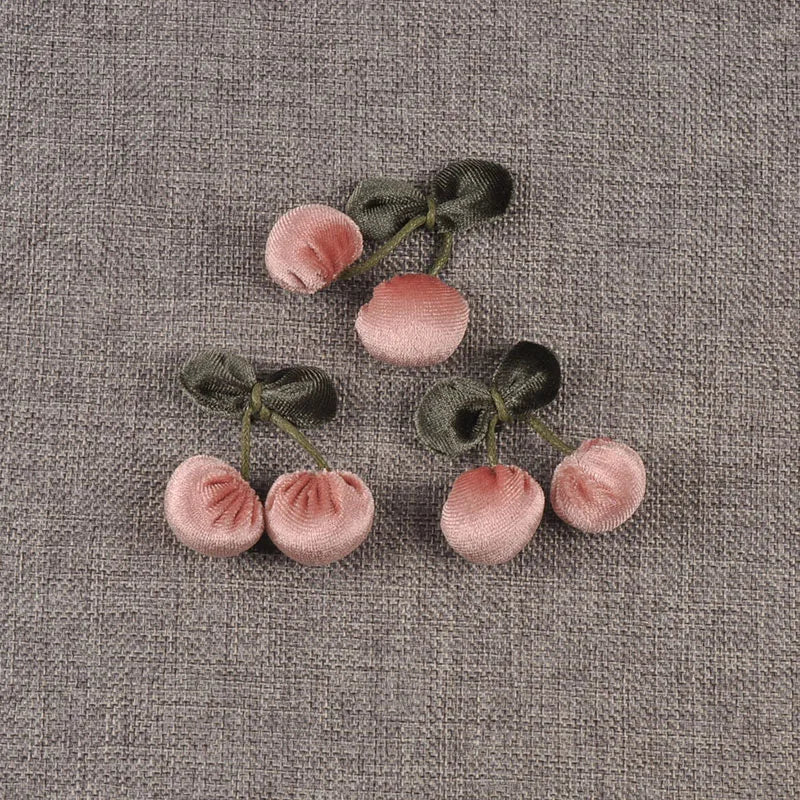 4pcs 42x55mm Assorted Polyester FibreCherry Appliques, Cute Fabric Cherry Pendants for DIY Hair Accessories Crafts cp3849 Qme 4pcs-1 42x55mm