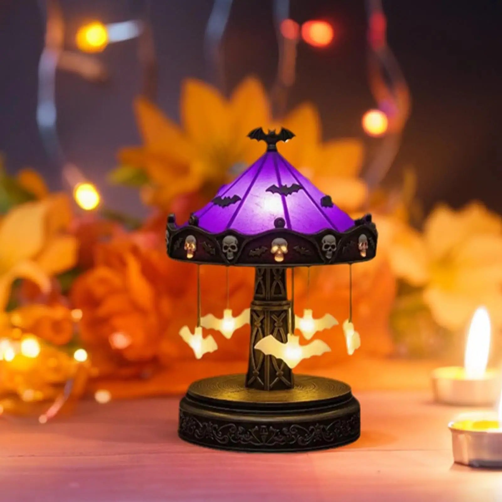 Halloween Ghost Decor Vintage Carousel Decor With Floating Ghost Scary Halloween Decoration Eerie Home Accents For Festival Qme