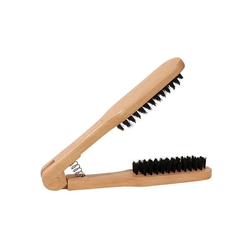 V-shape Straightening Comb Paddle Brush Anti-static Boar Bristle Hair Qme