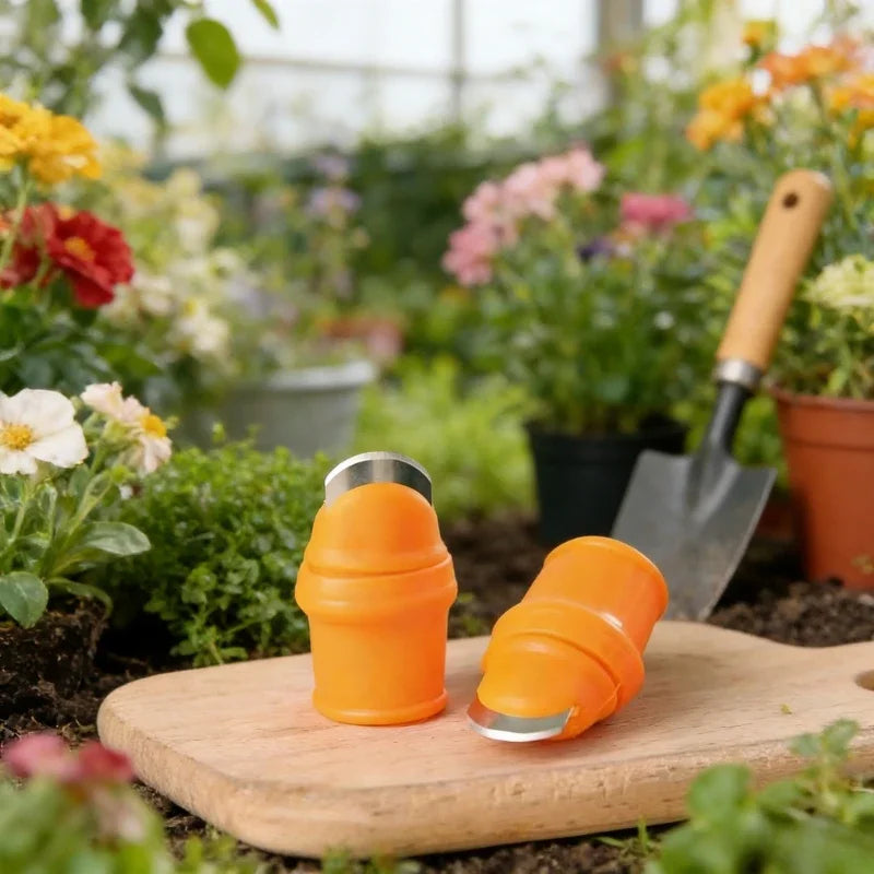 Multifunctional Thumb Knife Finger Cots Set Labor-Saving Picking Tool for Strawberry Hulling Garlic Peeling Vegetable Qme