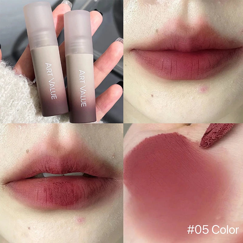 Sexy Long Lasting Velvet Matte Lip Gloss Liquid Lipstick Lip Makeup Women Beauty Red Nonstick Cup Waterproof Lip Gloss Tint Qme 05