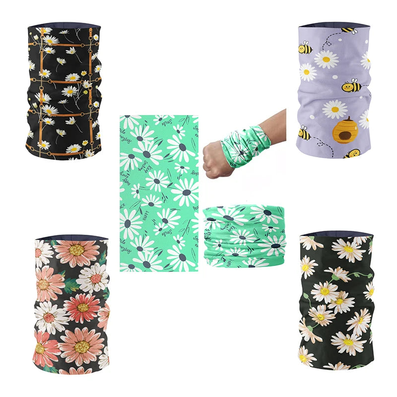 Fashion Daisy Series Headscarf Ladies Outdoor Sweat-wiping Dust-proof Qme