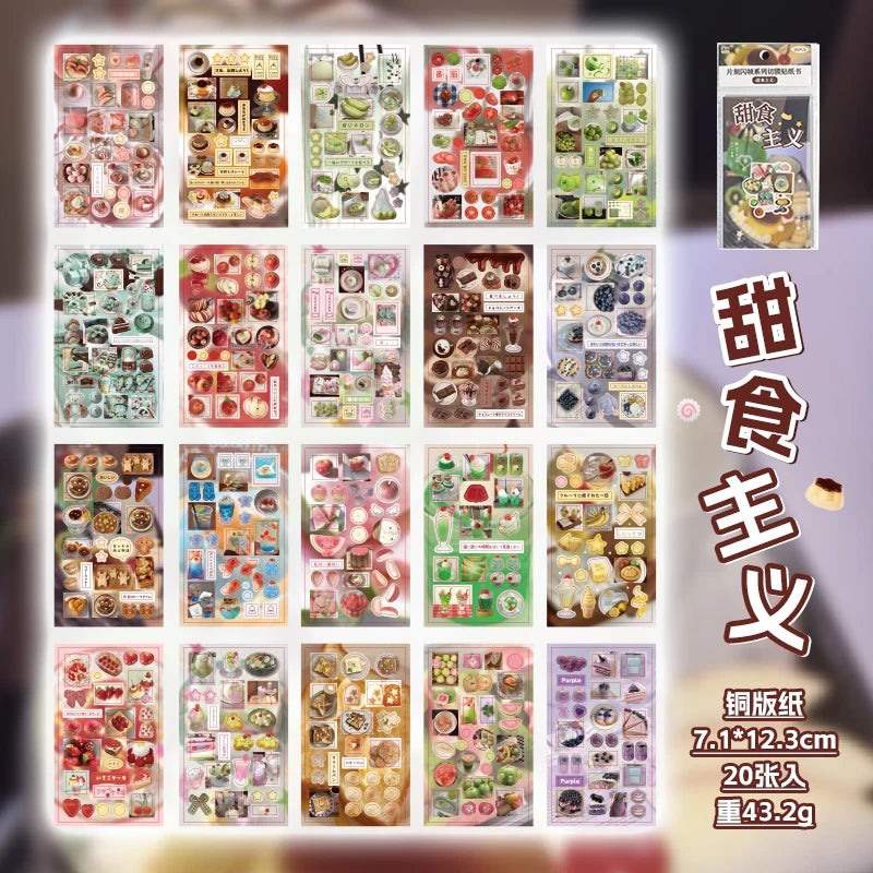 20pcs PET Die Cut Stickers Cute Retro Cartoon Handmade Scrapbooking Phone Case Stationery Supplies for Scrapbooking & Handbooks Qme E