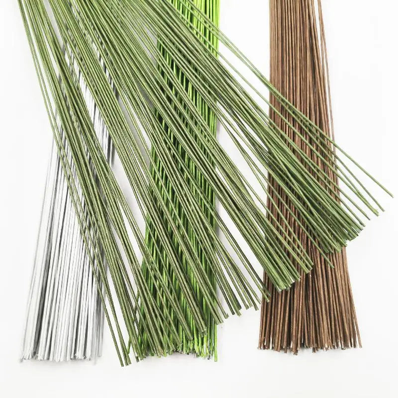 Wedding Home Decor Floral Wire Stems Artificial Green Flower Stem DIY Qme