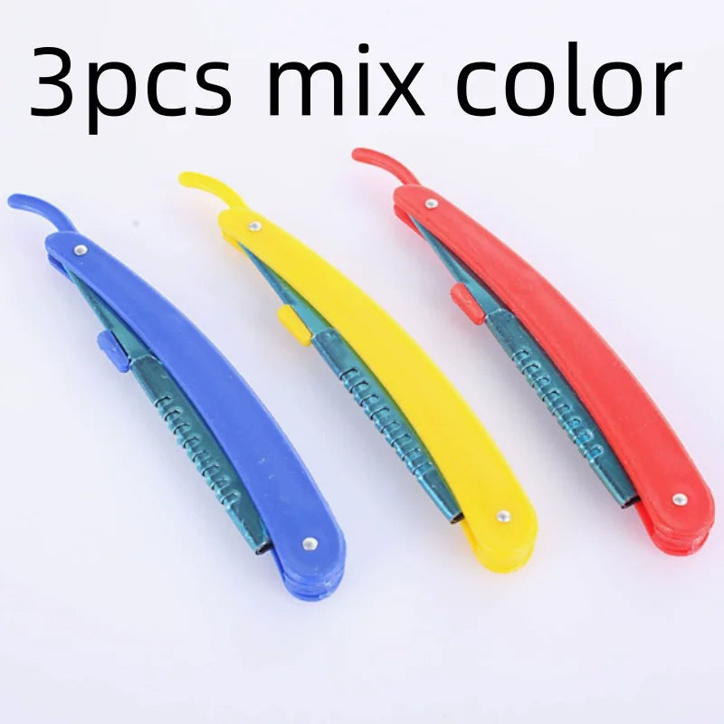 1/3/5/10pcs Professional Manual eyebrow trimmers Folding Hair Remover Stainless Steel Razor Eyebrows hair replaceable blades Qme 3pcs mix color