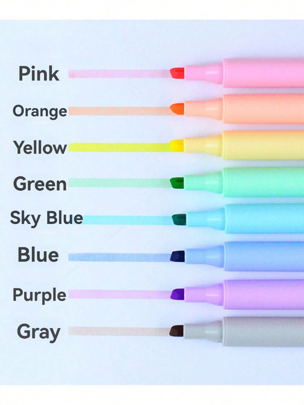 8 Macaron color highlighter pens with slanted head design, eye protection color marker highlighter pens, learning diary supplies Qme