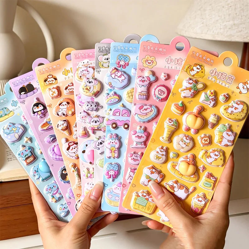 Cute Peach Squishy Foam Stickers, 3D Irregular Animal Puffy Decals for DIY Water Cup & Phone Case Decoration Qme