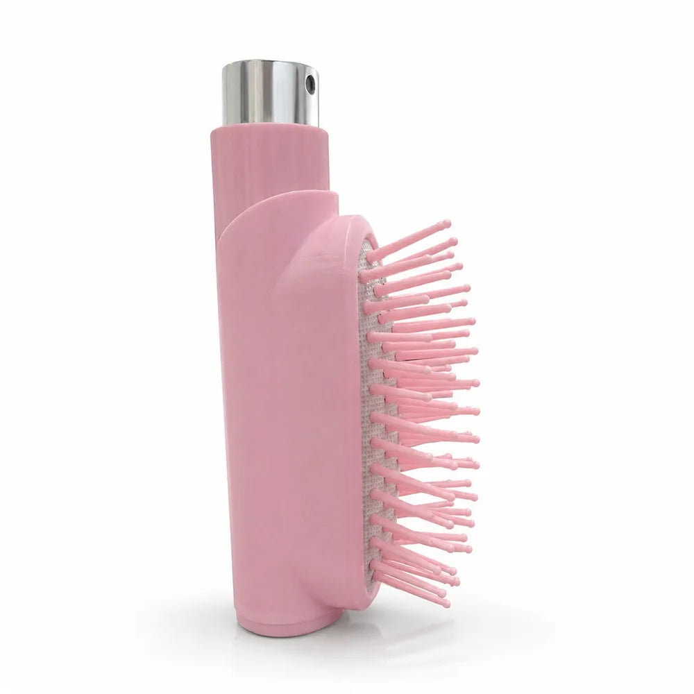 Portable 1 Spray Comb Built Bottle Hydrating Hairbrush Soft Round Qme Pink