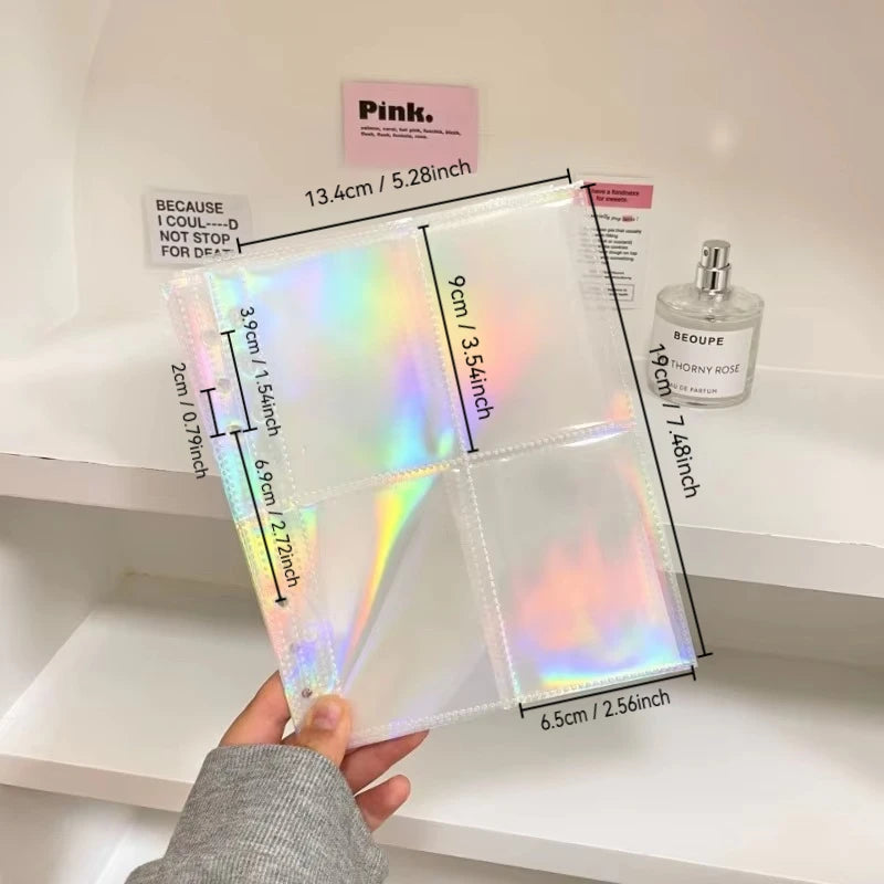 10Pcs/set Pockets Grids Photo Album A5 Inner Page Photocard Binder Photo Sleeve 6 Ring Refill Inner Page Photocard Kpop Qme Rainbow A5-4 grid