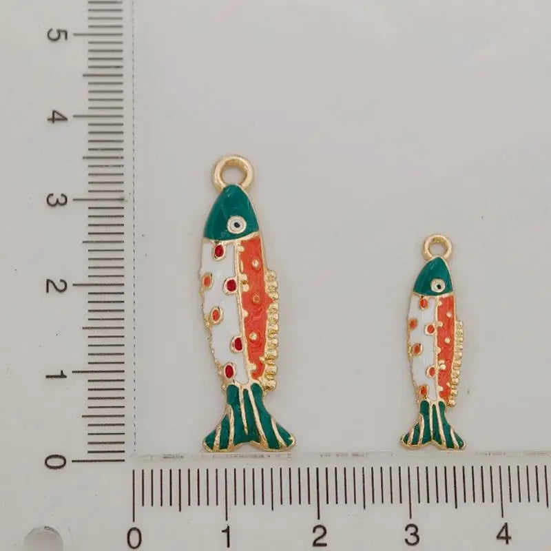 2Pcs Colorful Enamel Fish Charms Cute Design Perfect For DIY Jewelry Making Necklace Bracelet Earring Crafts Qme