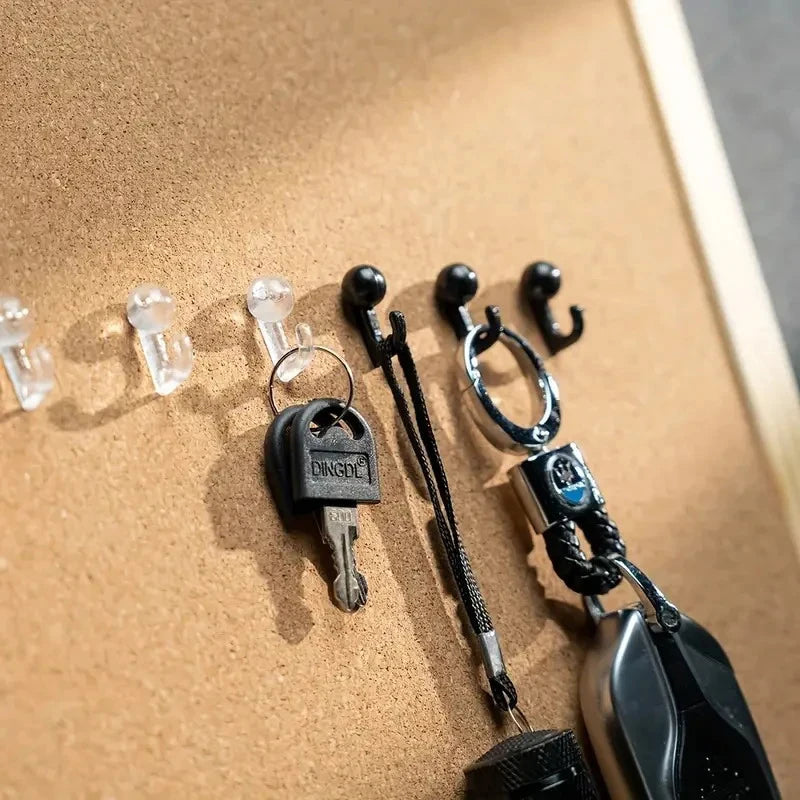 Thumb Tacks Hook Back Push Pins Cork Board Black Transparent Plastic Qme