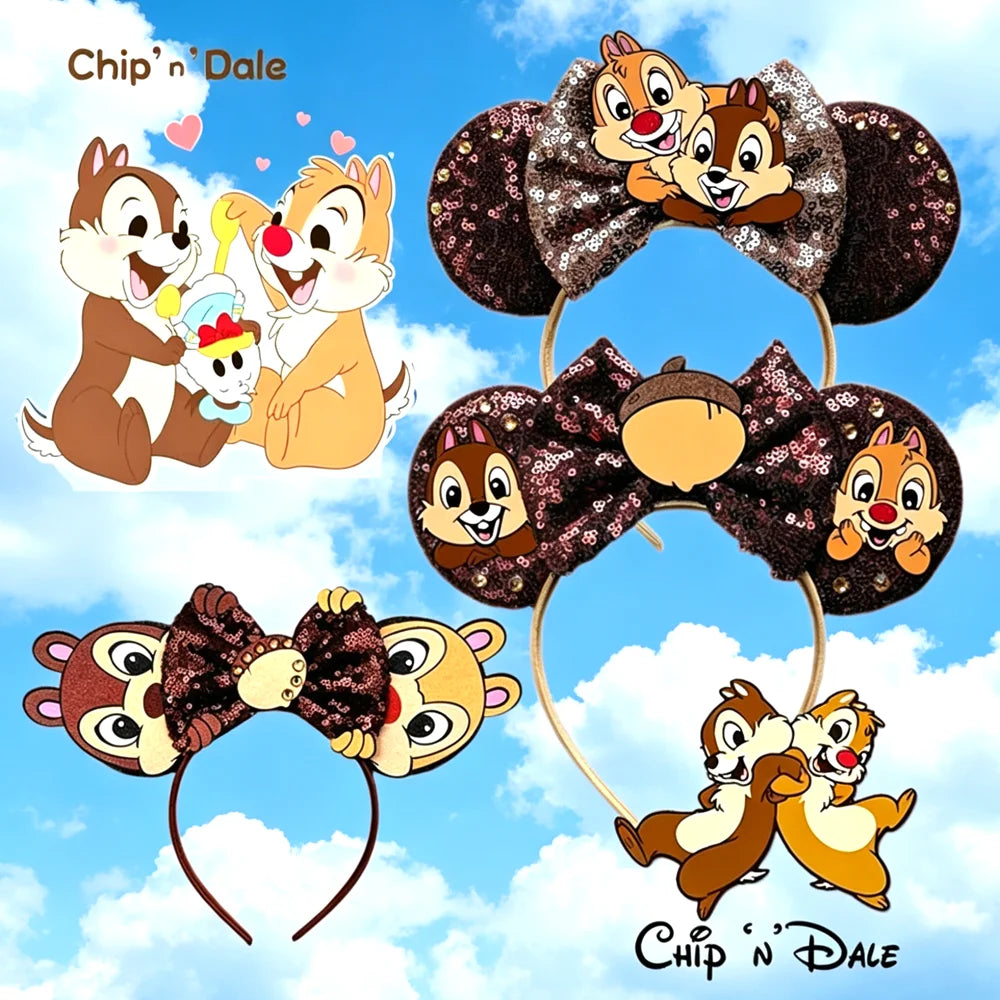 Mickey Mouse Ear Chip n Dale Headands Women Adult Cosplay Squirrel Hairband For Girls Park Travel Photography Hair Accessory Qme