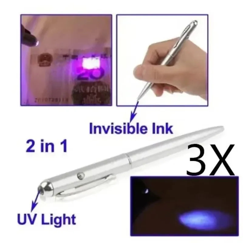 2-in-1 Invisible Ink Pen LED UV Light Ballpoint Creative Money Qme