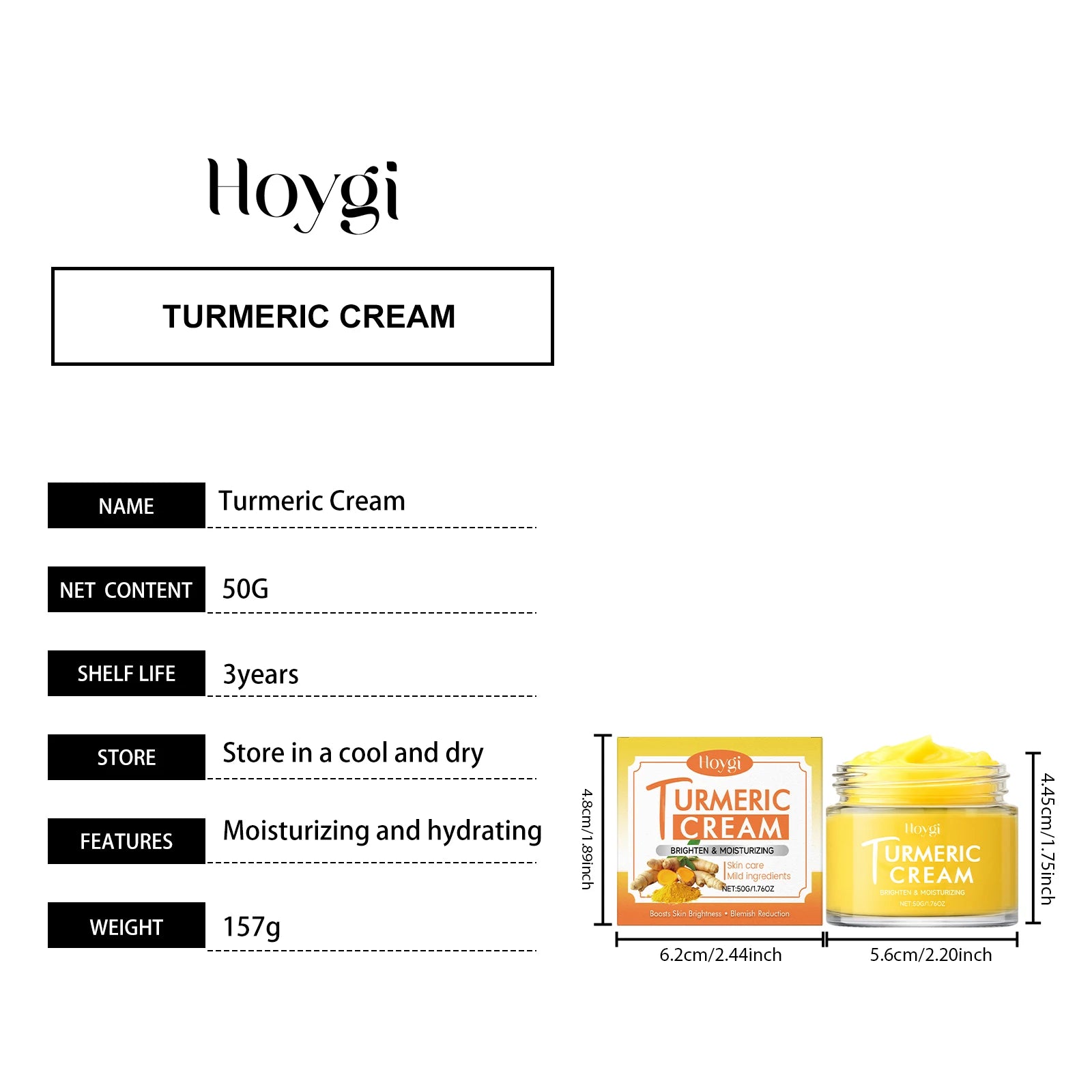 Turmeric Brightening Skincare Set Turmeric Cream & Facial Cleanser Reduces Dullness Moisturizing Soothing Anti-Wrinkle Skin Care Qme Facial Cream A