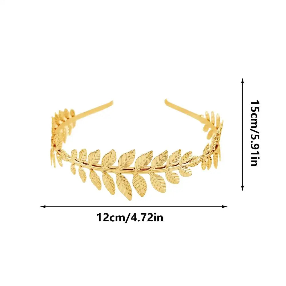 Gold Leaves Headband Elegant Aesthetic Boho Greek Gold Leaves Women Headband for Ladies Girls Girlfriend Bride Wedding Cosplay Qme Gold