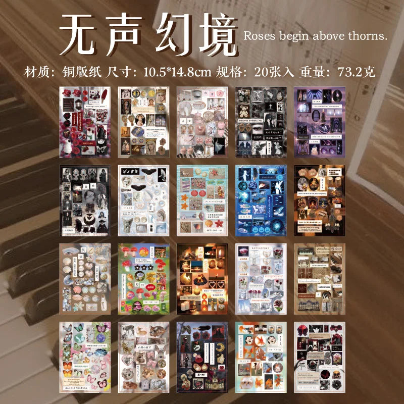 24/48 Sheets Die cut Stickers book Cartoon Aesthetics Decorative handmade Scrapbooking supplies Japanese Stationery Stickers Qme F