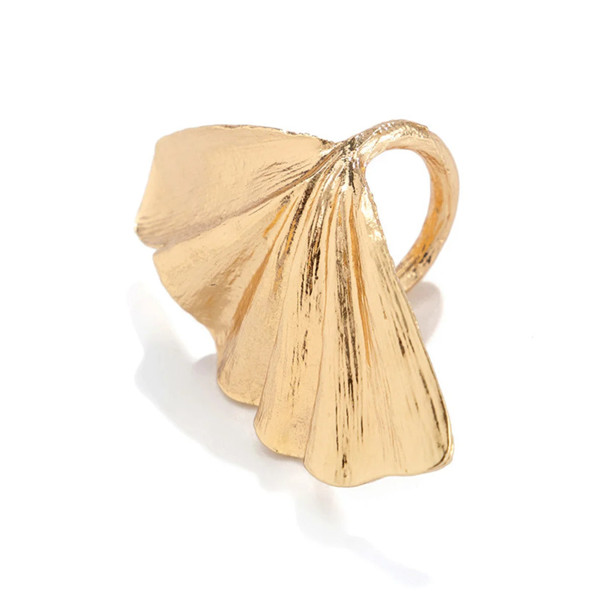 Fashion Leaf Ring for Women Men Fashiontrend Classic Metal Pleated Personality Leaf Fan-Shaped Finger Ring Punk Party Jewelry Qme 4 resizable