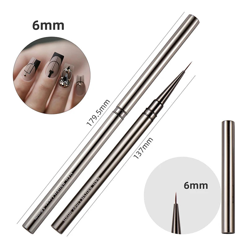 Nail Art Liner Brushes Gel Brush Polish Painting Drawing Pen Qme 6MM