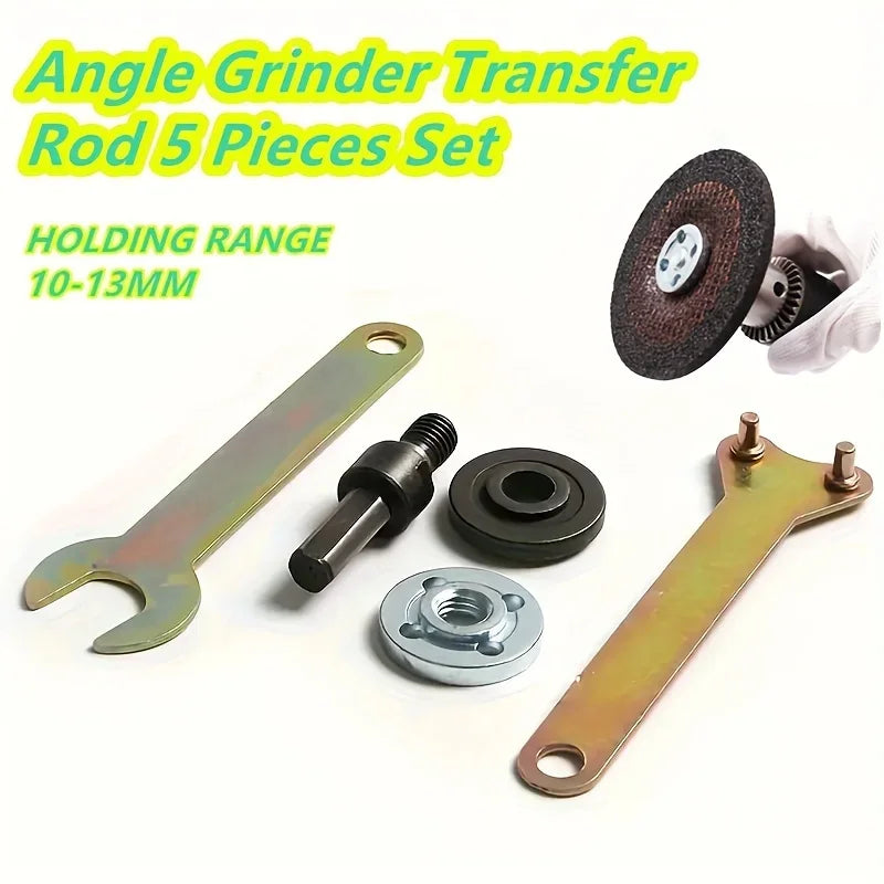 5pcs Metal Angle Grinder Transfer Rod Set-Durable Manual to Electric Conversion Kit with Holding Range, Secure Attachment Design Qme