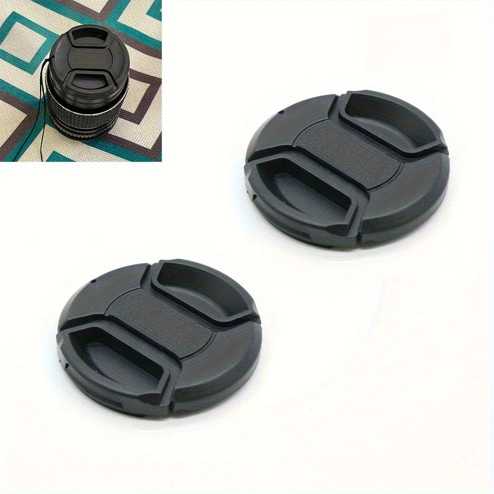 5-Piece Set of 52mm Center Clip Front Lens Cover Compatible with Nikon Digital SLR Cameras, with 18-55mm or 55-200mm Lenses Qme