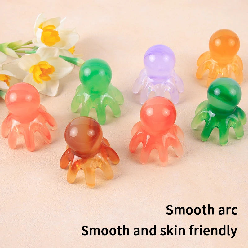 Resin Octopus Shaped Head Meridian Acupoint Massage Comb Wide Tooth Qme