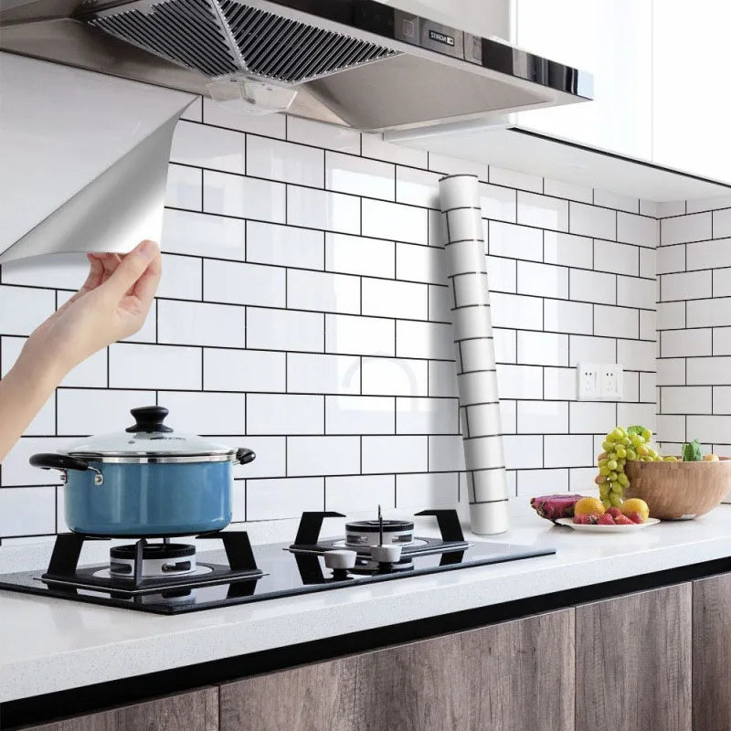 40cm Waterproof Moisture Proof Mildew Proof Wallpaper Self Adhesive Kitchen Sticker for Bedroom Kitchen Cabinet Background Wall Qme