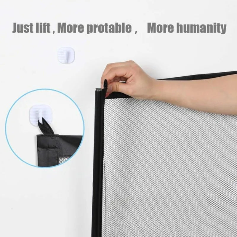 Foldable mesh indoor pet dog door fence, portable protective isolation fence, pet screen door for doors, stairs, corridors Qme