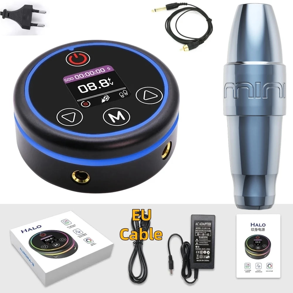 FKMINI Permanent Makeup Pen Kit Set with HALO Colorful Tattoo Power Supply PMU Tattoo Equipment for Beauty Enthusiasts Qme Grey Kit 1